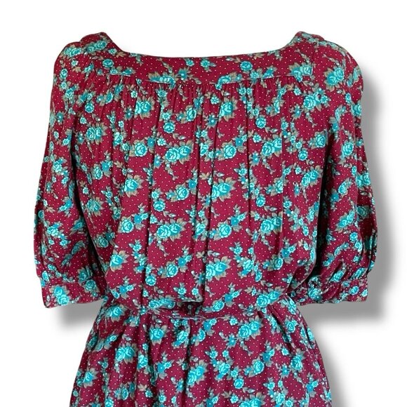 Vintage 1970s Ilse Smith For Reuben Thomas Dress Sz Small Brown Floral Blouson - Picture 10 of 12